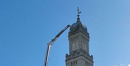 Varese: Lavori in corso sul campanile di Giubiano