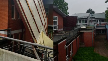 Cantello: Divelto parte del tetto delle scuole elementari