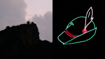 Arcisate: Un cappello alpino luminoso sul Monte Crocino