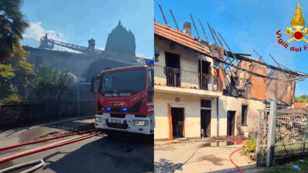 Vergiate: Incendio in via San Rocco, brucia uno stabile