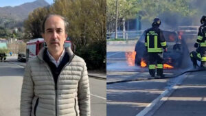 Laveno M.: Auto a fuoco. E anche il sindaco si infiamma